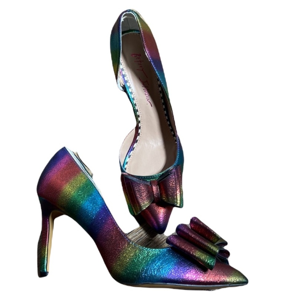 Betsey Johnson New Rainbow Bary High Heels New Size 8